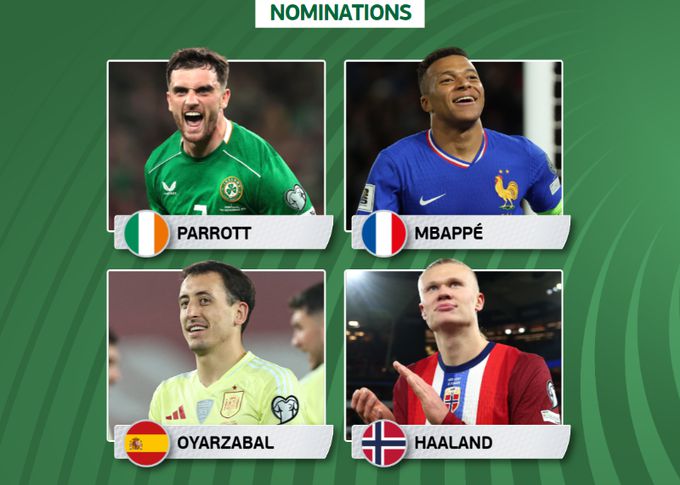 การเสนอชื่อผู้เล่นที่ดีที่สุดในรอบที่ 9 ของรอบคัดเลือกยุโรปโลก: Mbappe และ Haaland อยู่ในรายชื่อ